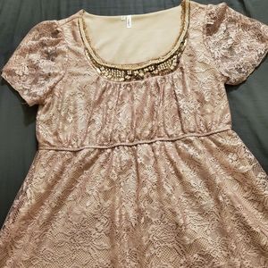Rose Gold Embellished Lace Top